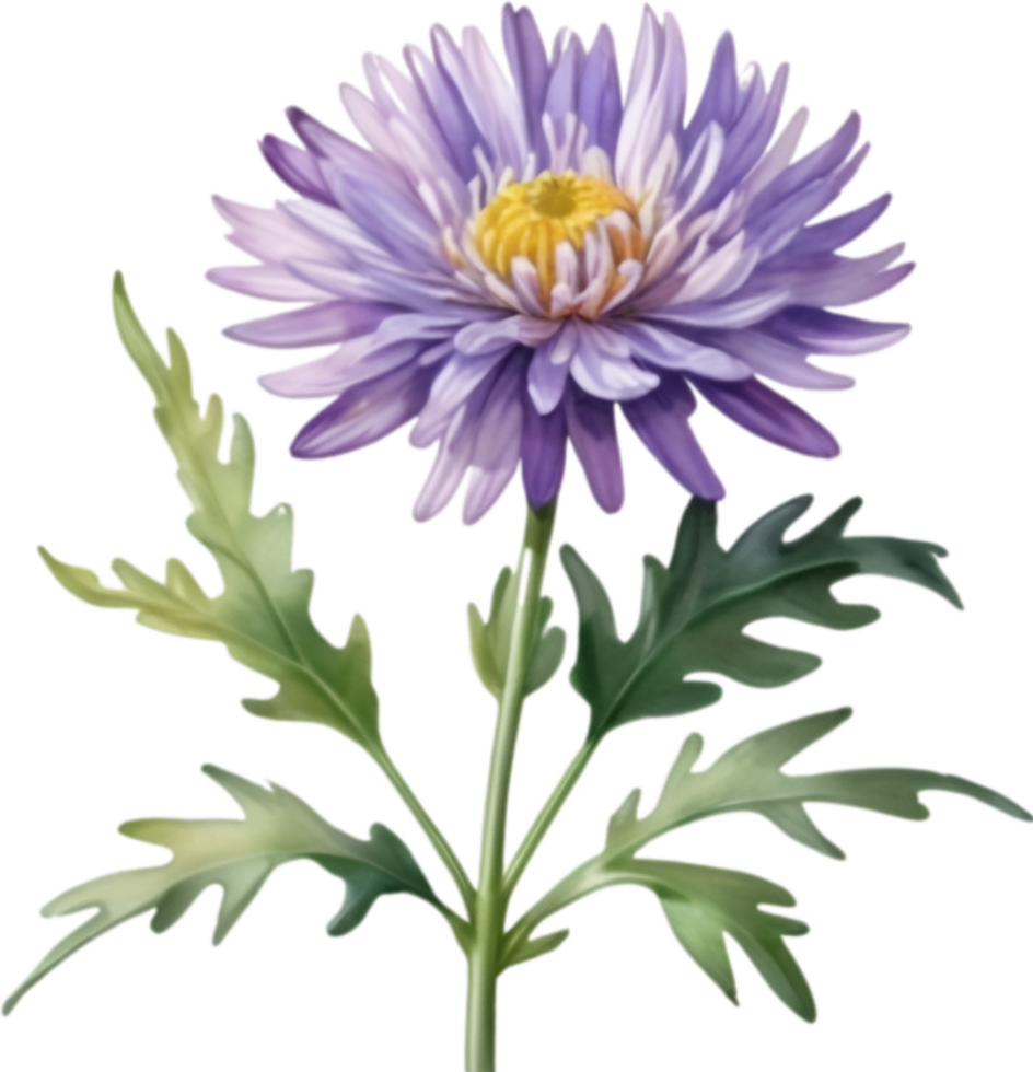 AI generated Watercolor painting of an aster flower. png