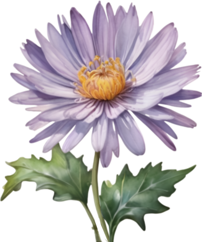 AI generated Watercolor painting of an aster flower. png