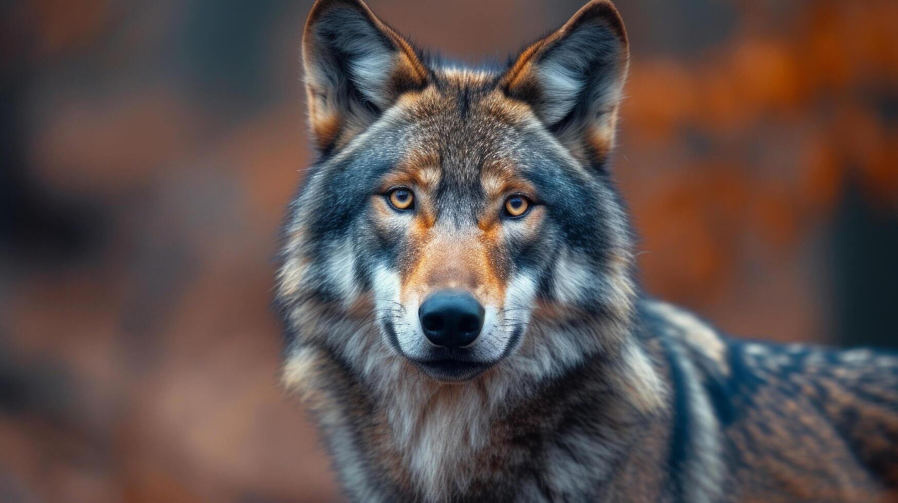 AI generated Wolf in Autumn Forest photo