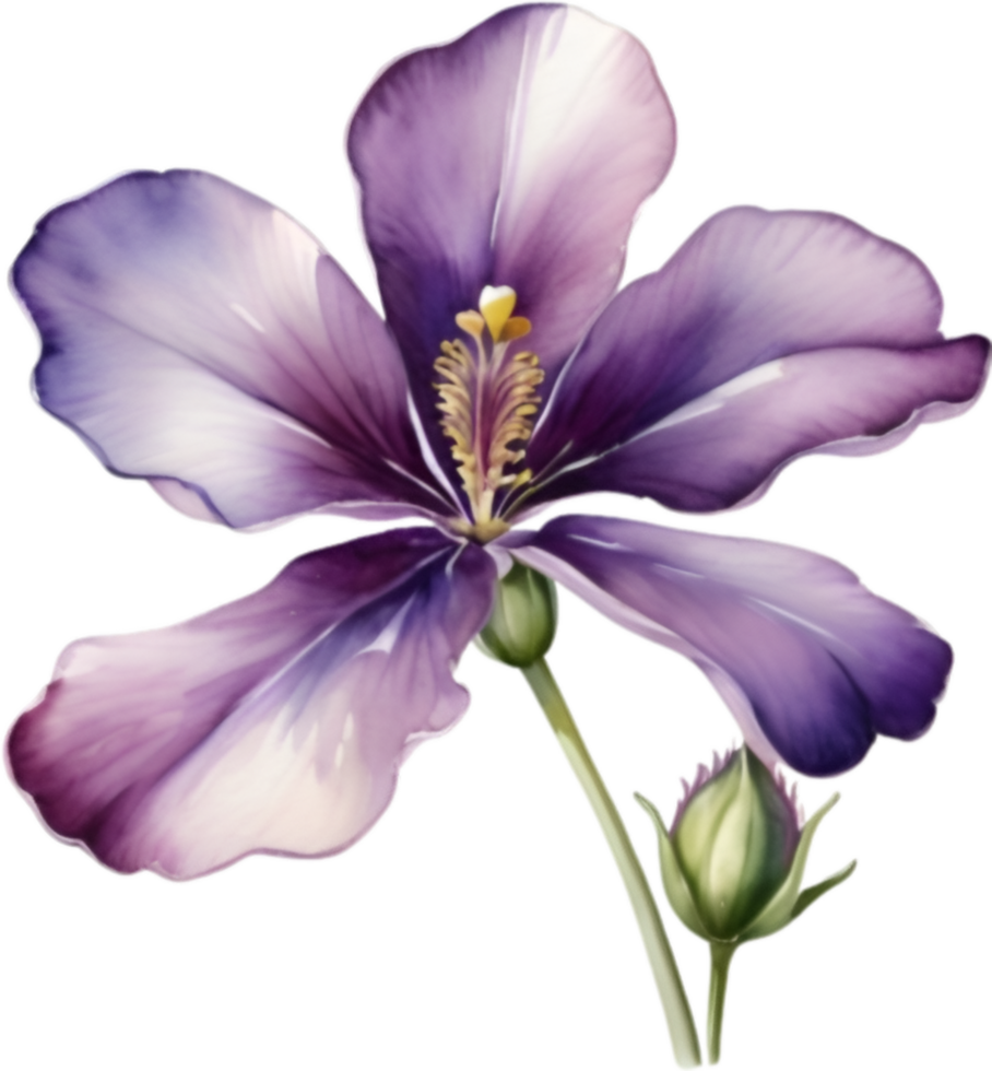 AI generated Watercolor painting of a Violet  Viola Sororia flower. png