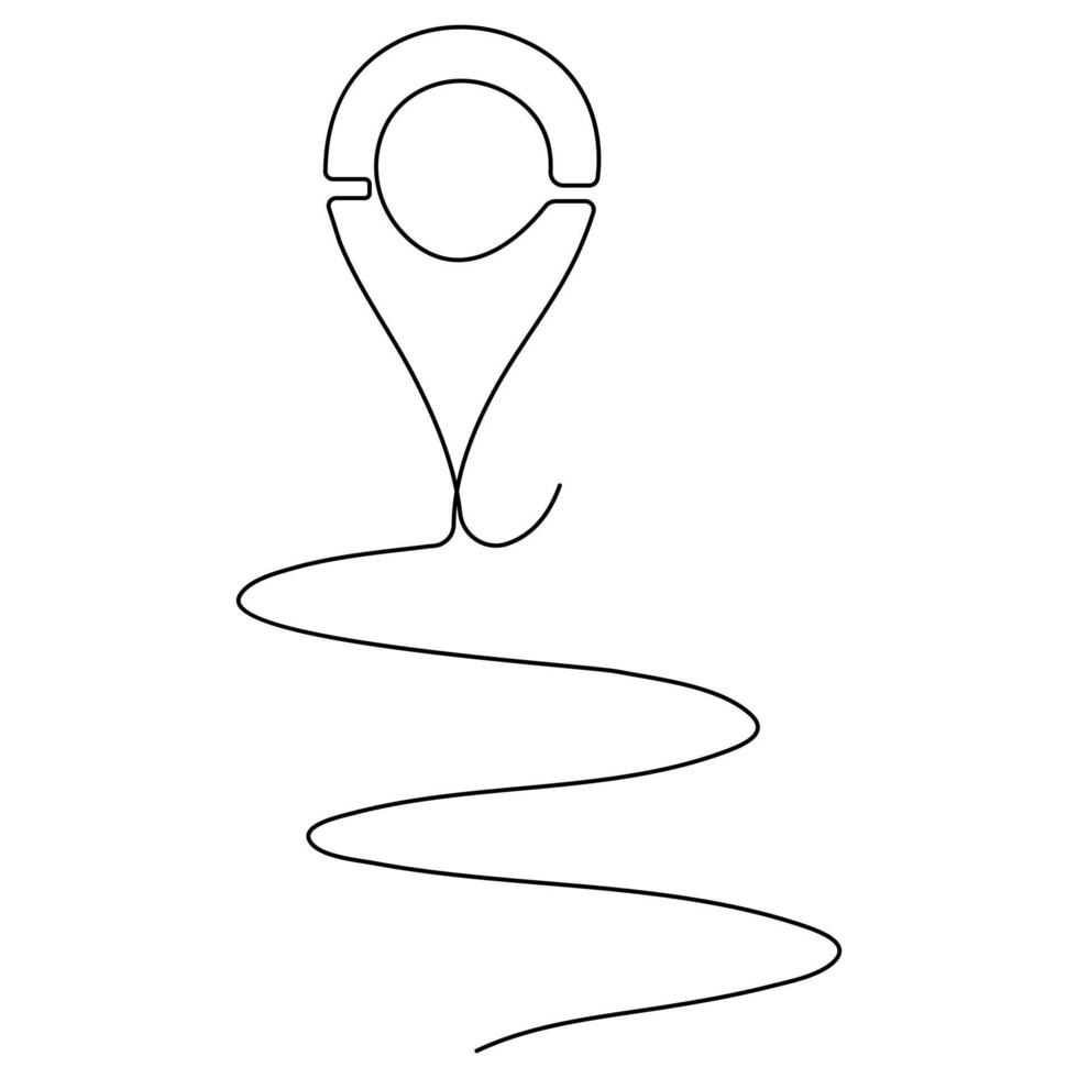 Continuous single line art drawing of Location and path pointers outline vector