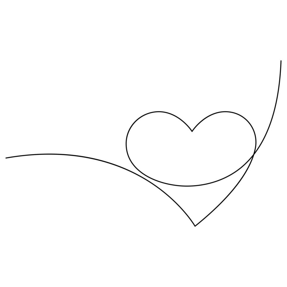 Valentines day heart shape continuous single line art drawing outline vector