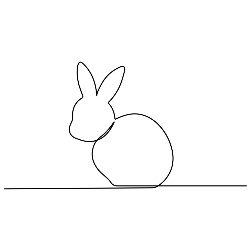 Continuous single line art drawing of Easter Bunny and Cute rabbit vector