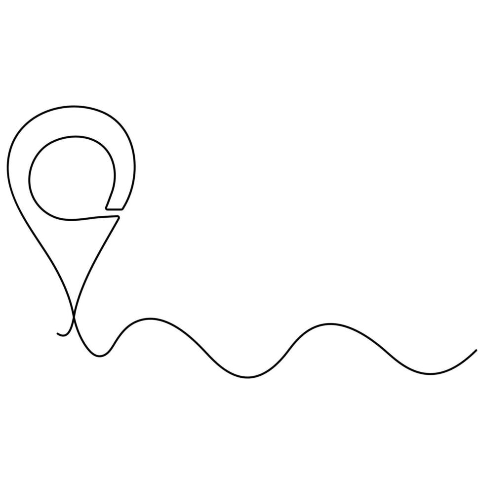 Continuous single line art drawing of Location and path pointers outline vector