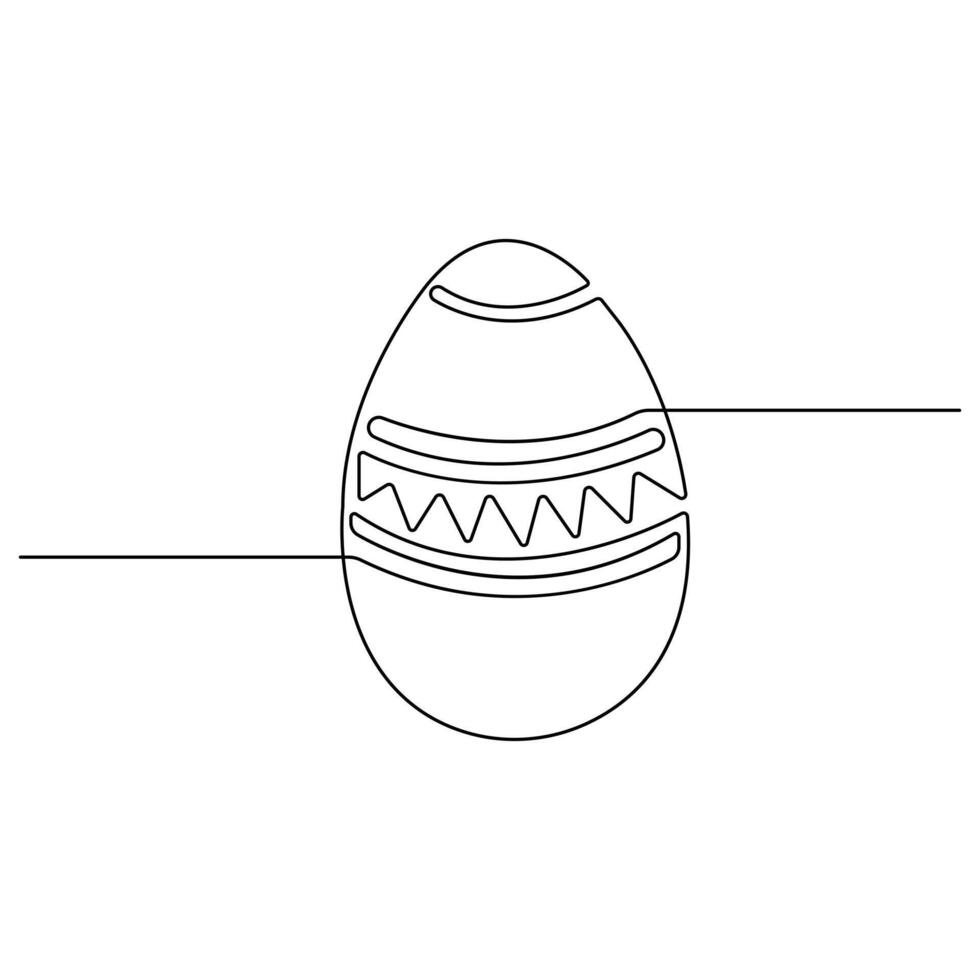 Continues single line art drawing easter eggs hand draw outline vector