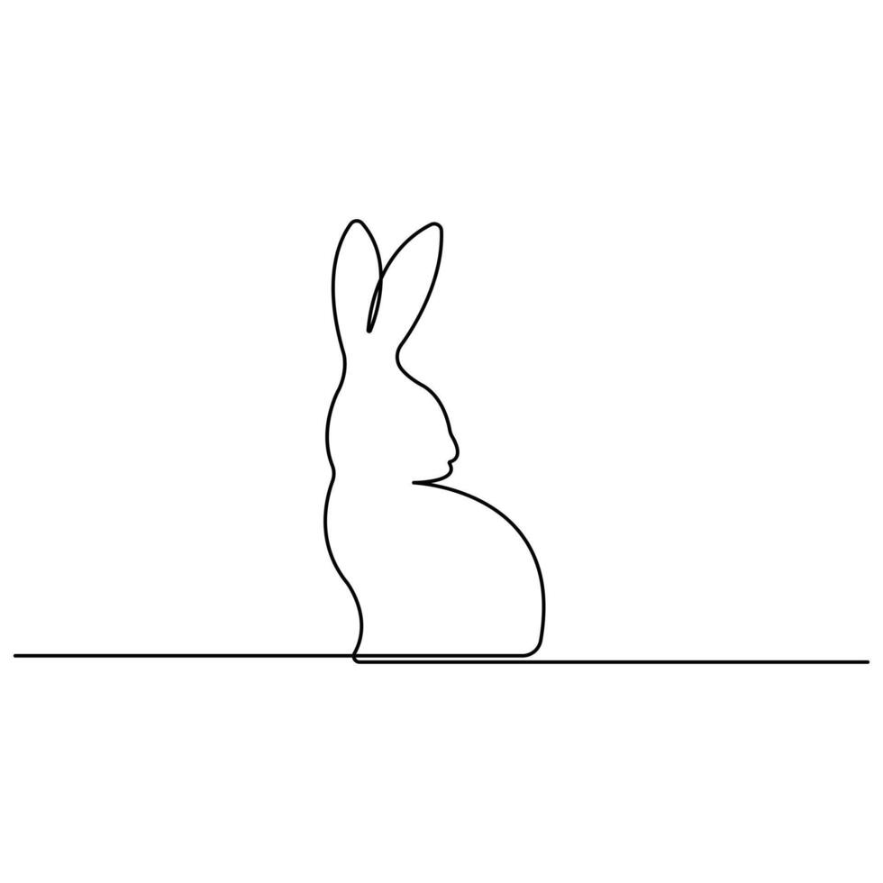 Continuous single line art drawing of Easter Bunny and Cute rabbit vector
