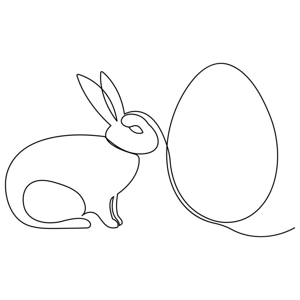 Continuous single line art drawing of Easter Bunny and Cute rabbit vector