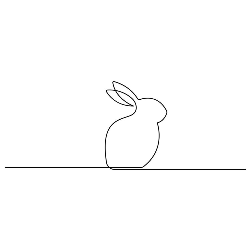 Continuous single line art drawing of Easter Bunny and Cute rabbit vector