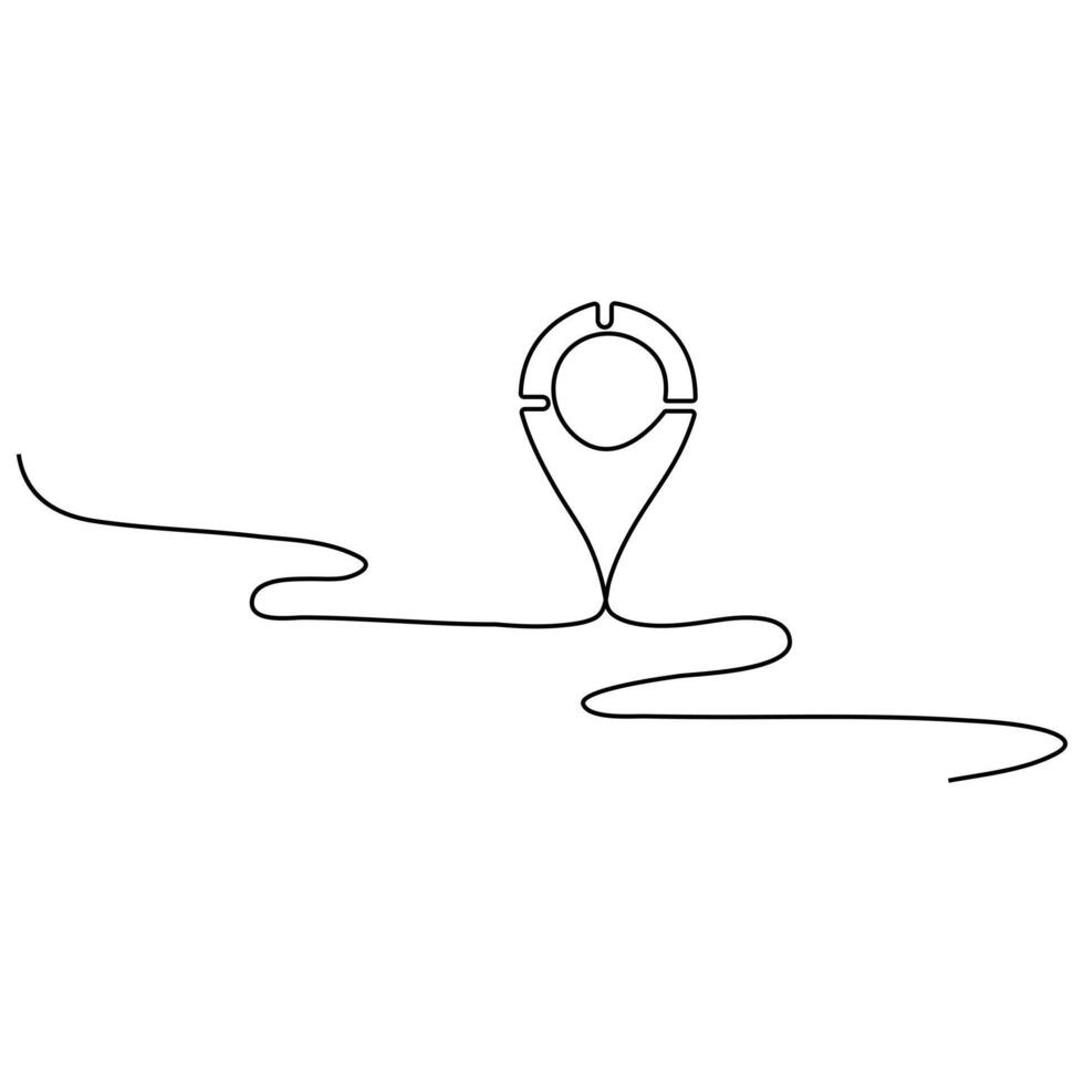 Continuous single line art drawing of Location and path pointers outline vector