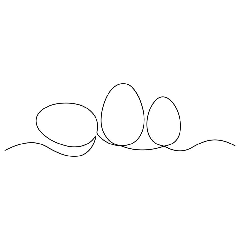 Continues single line art drawing easter eggs hand draw outline vector