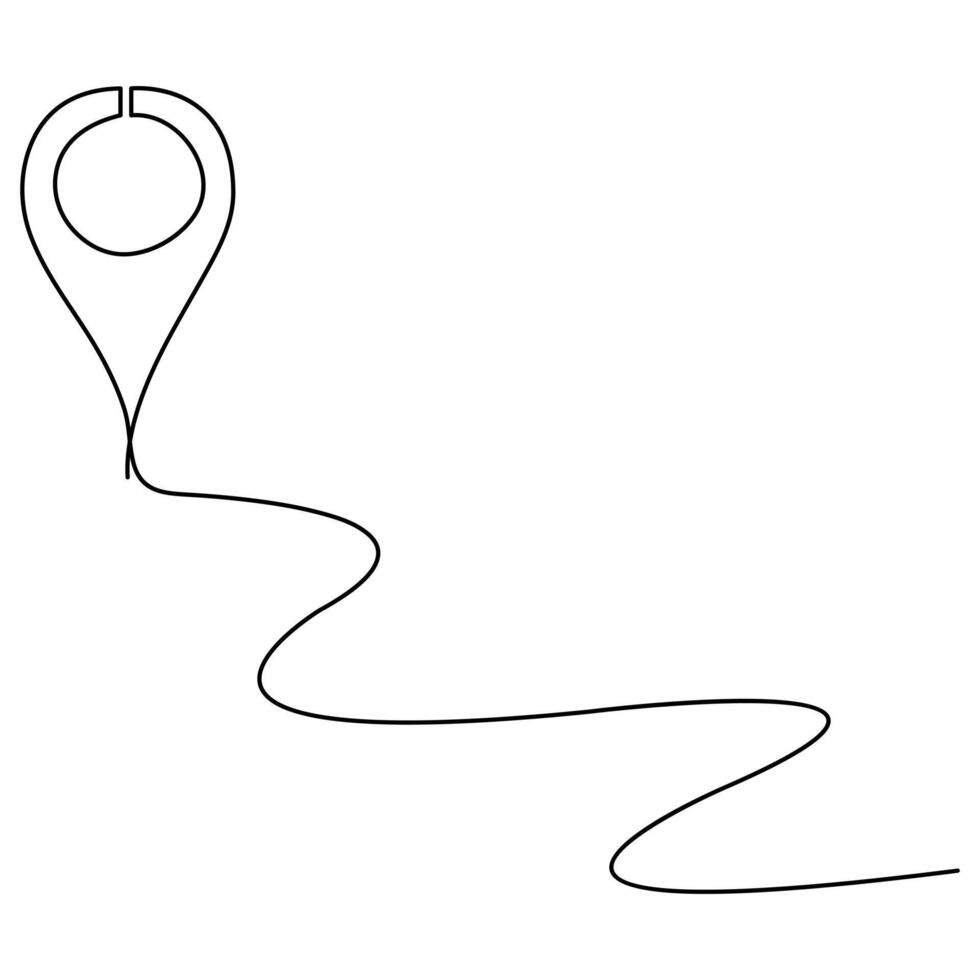 Continuous single line art drawing of Location and path pointers outline vector