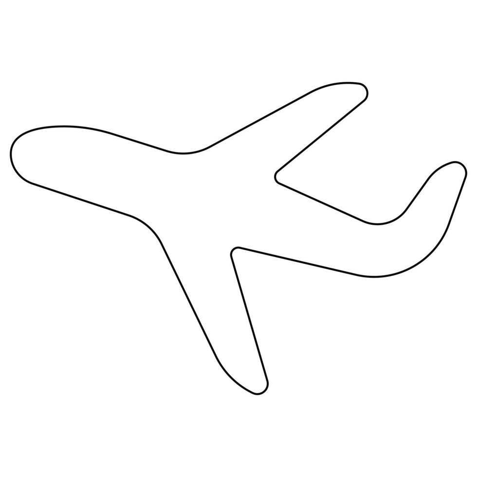 Continuous single line art drawing of airplane icon vector