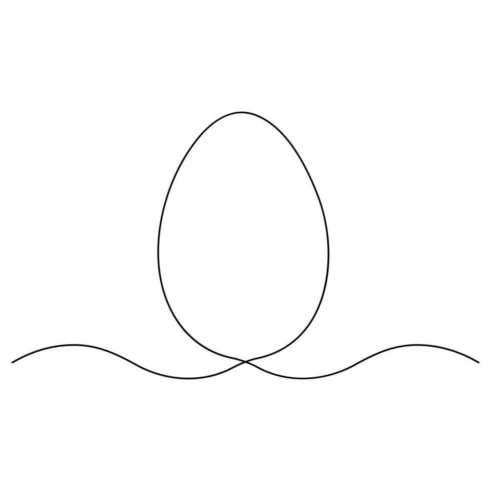 Continues single line art drawing easter eggs hand draw outline vector