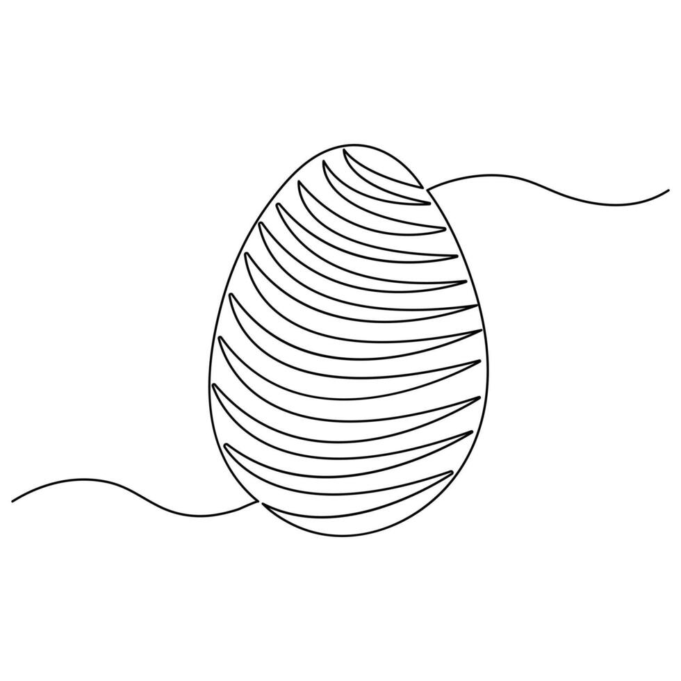 Continues single line art drawing easter eggs hand draw outline vector