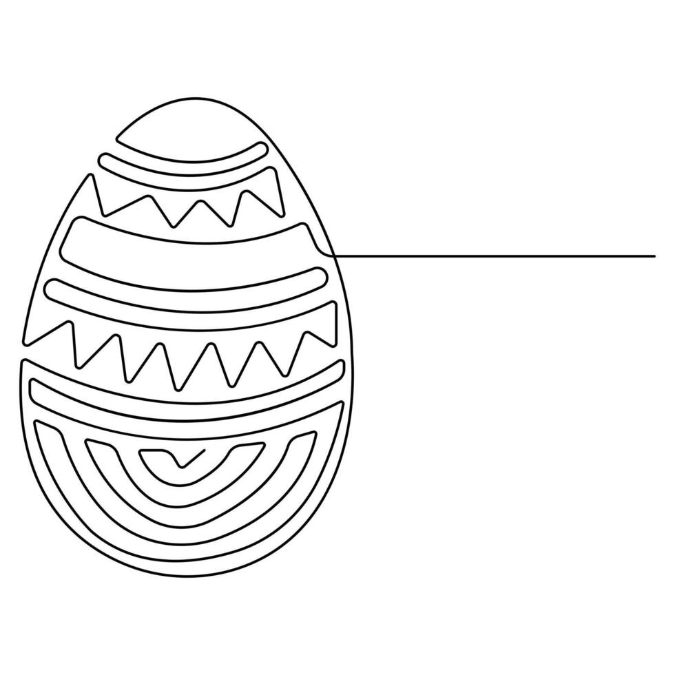 Continues single line art drawing easter eggs hand draw outline vector