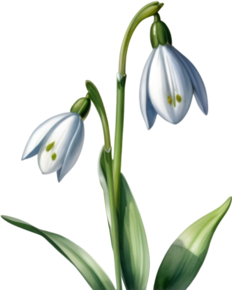 AI generated Watercolor painting of a Snowdrop flower. png