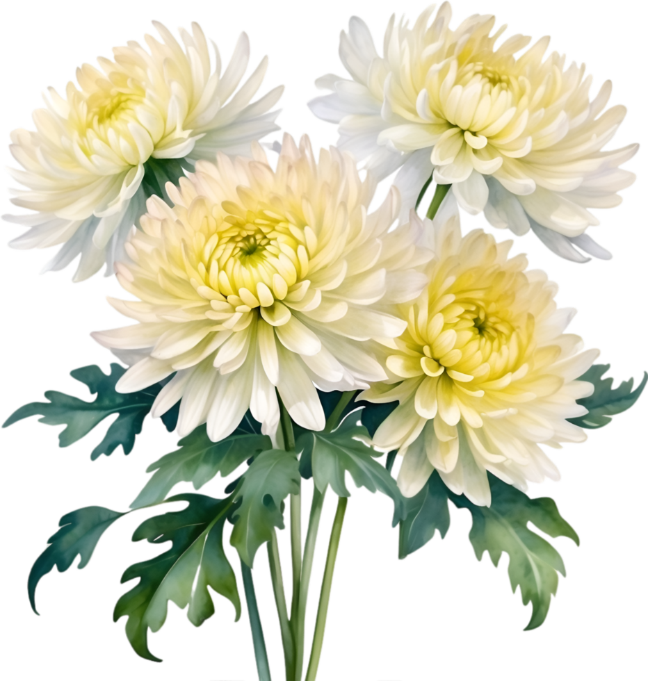 AI generated Watercolor painting of a Chrysanthemum flower. png