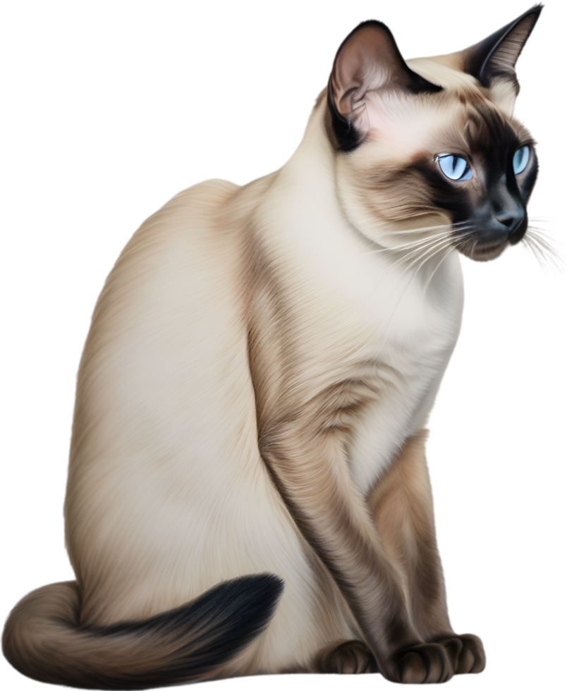 AI generated Colored-pencil sketch of a Siamese cat. png