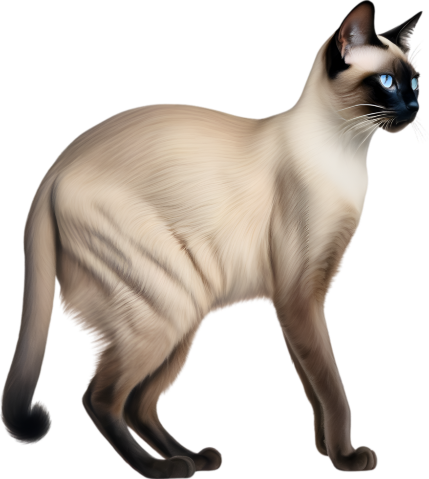 AI generated Colored-pencil sketch of a Siamese cat. png