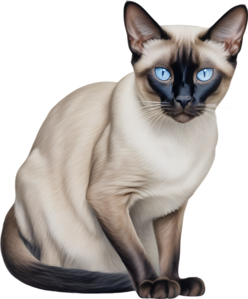 AI generated Colored-pencil sketch of a Siamese cat. png