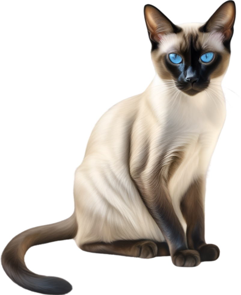 AI generated Colored-pencil sketch of a Siamese cat. png