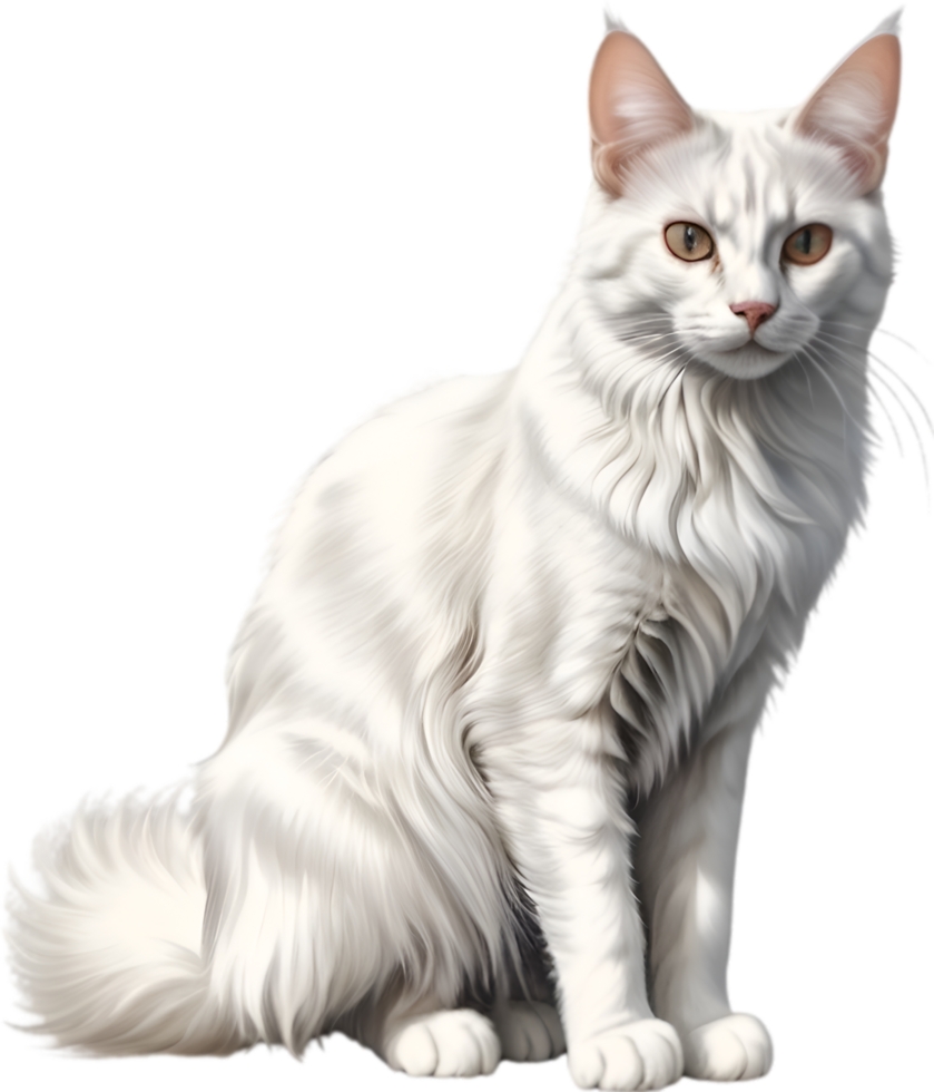 AI generated Colored-pencil sketch of a Turkish Angora cat. png