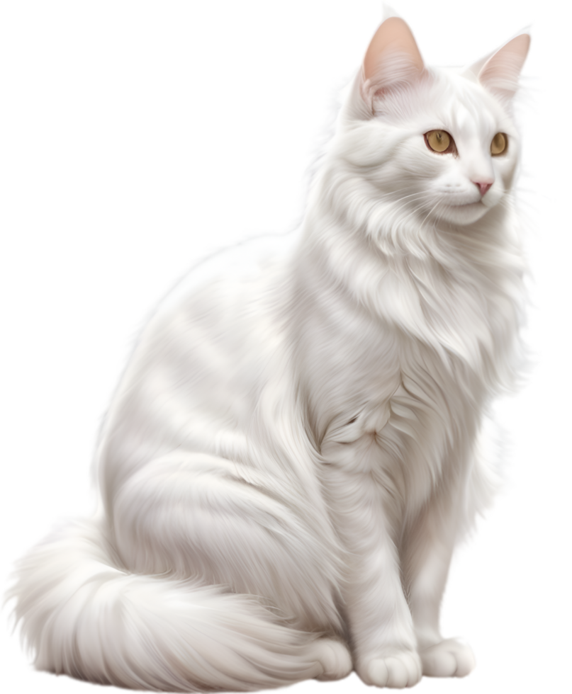 AI generated Colored-pencil sketch of a Turkish Angora cat. png