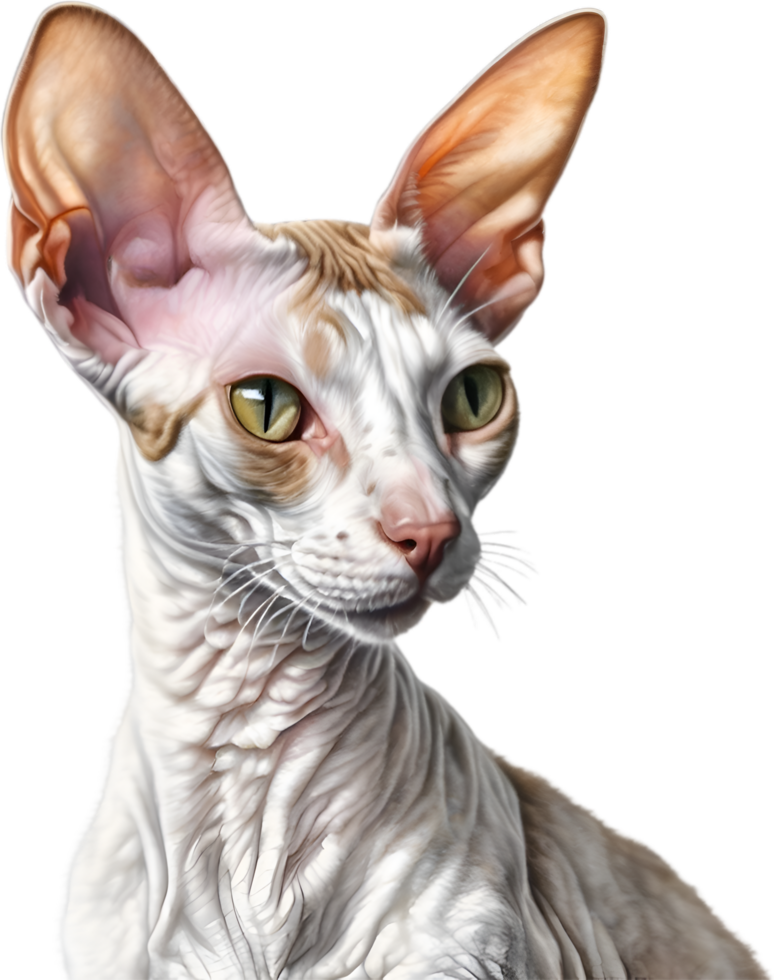 AI generated Colored-pencil sketch of a Cornish Rex cat. png