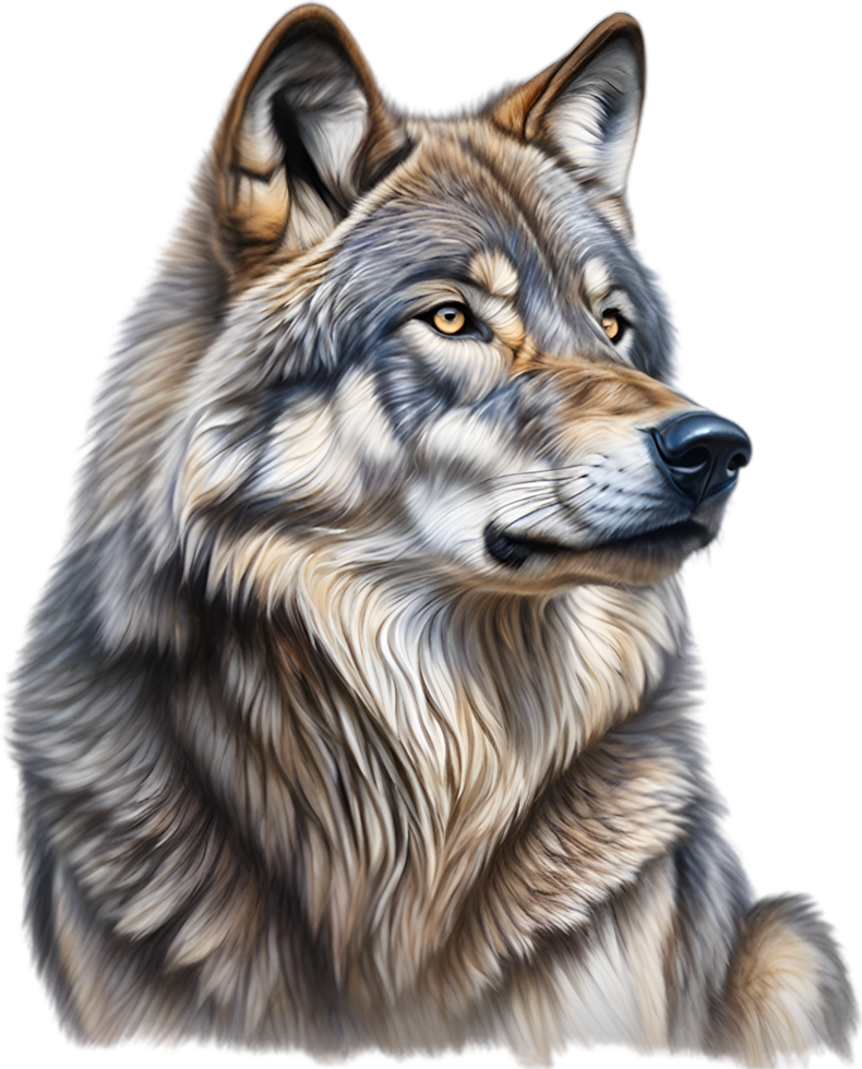 ai generado gris lobo, lápiz de color bosquejo de gris lobo. png