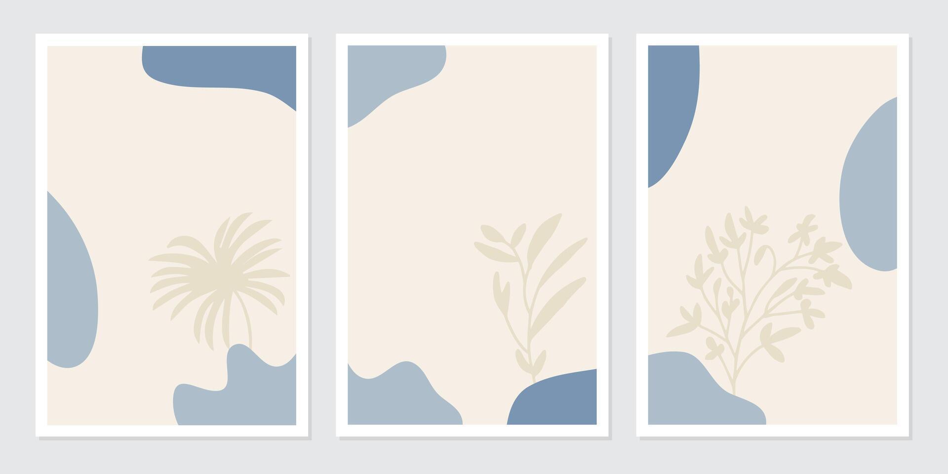 poster botanical wall art vector set. Abstract Plant Art design for wall framed prints, canvas prints, poster, home decor