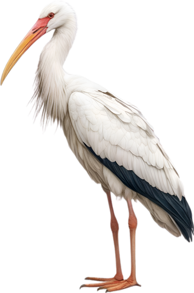 AI generated White Stork , Close-up colored-pencil sketch of a White Stork, Ciconia ciconia. png