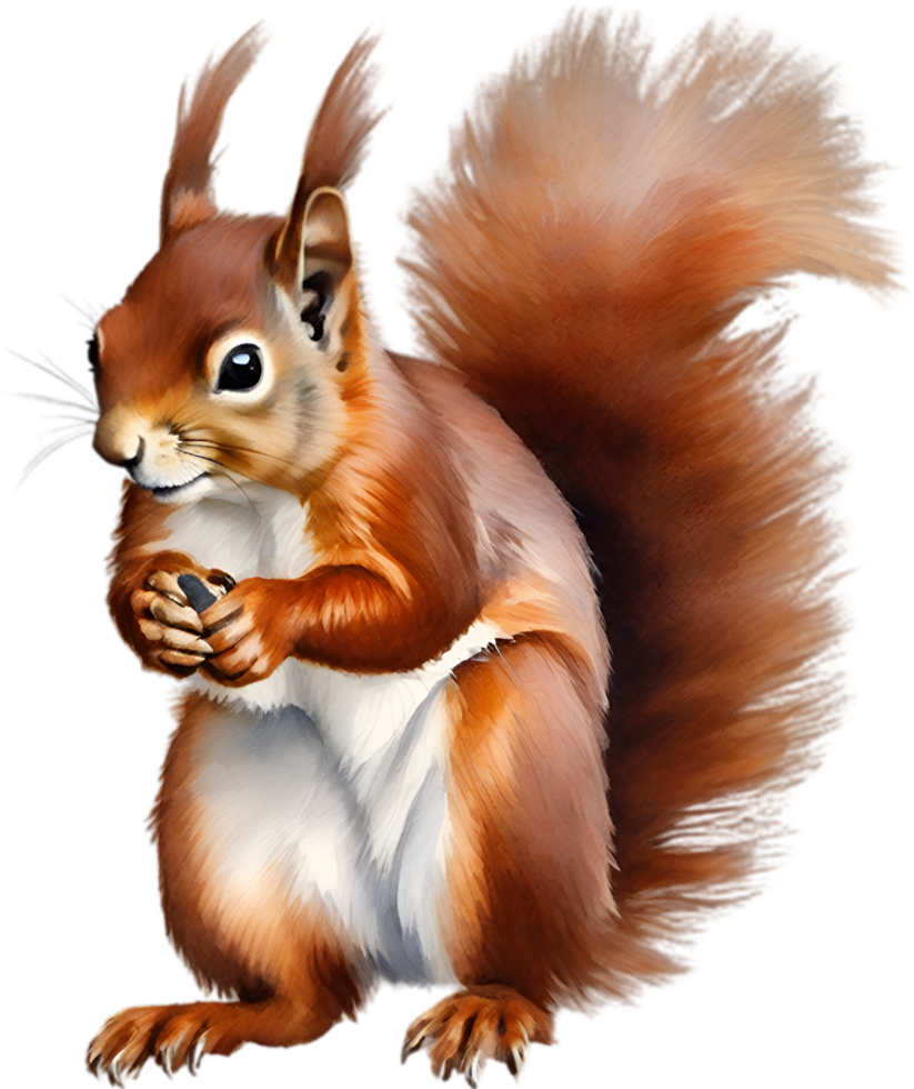 AI generated Red Squirrel. Close-up watercolor of Red Squirrel. png