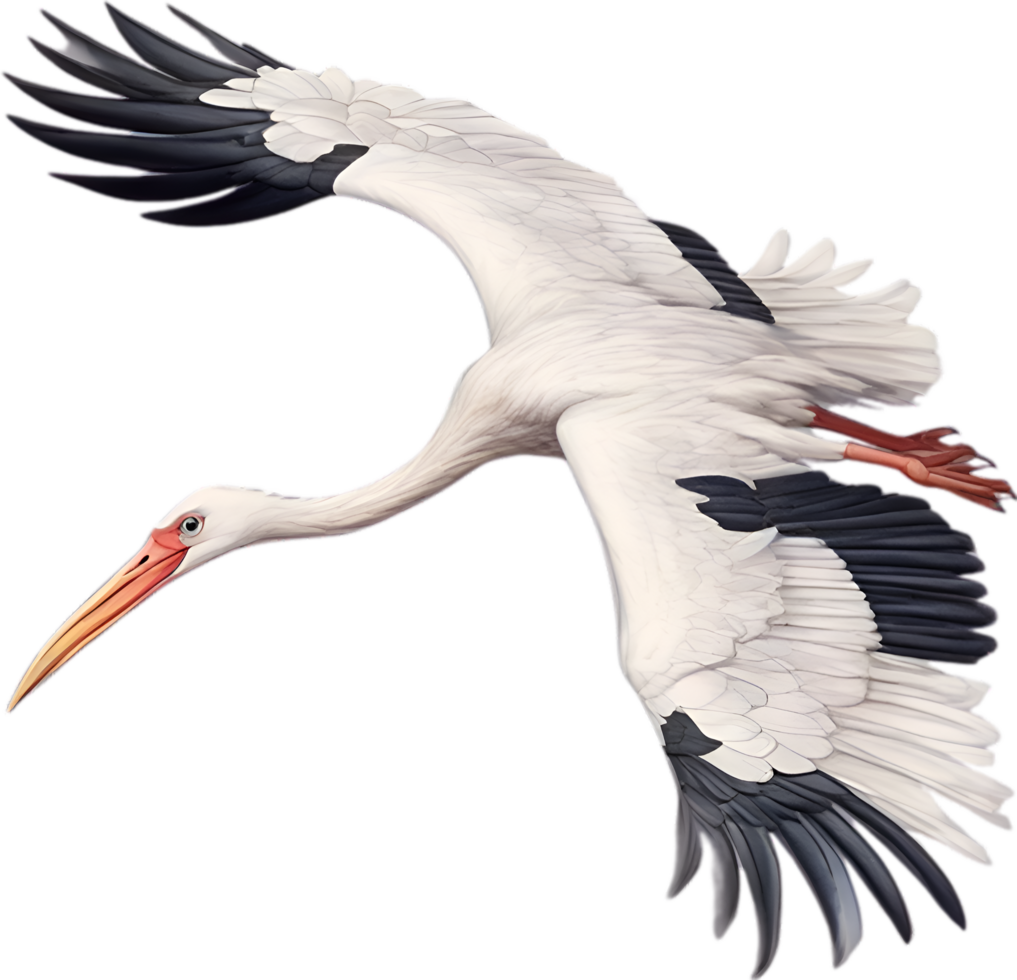 AI generated White Stork , Close-up colored-pencil sketch of a White Stork, Ciconia ciconia. png