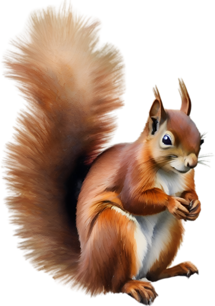 AI generated Red Squirrel. Close-up watercolor of Red Squirrel. png