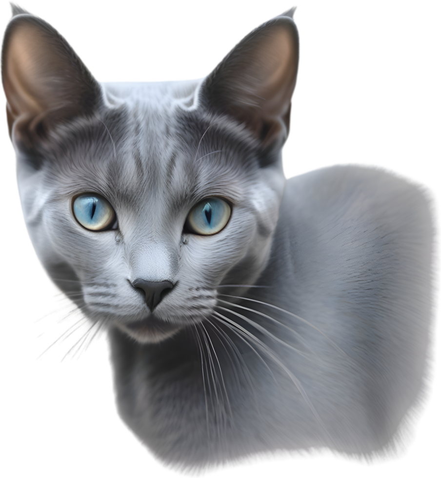 AI generated Colored-pencil sketch of a Russian Blue cat. png