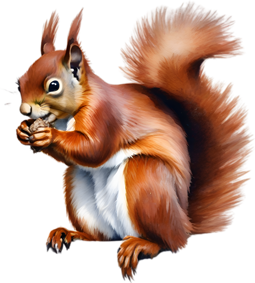 AI generated Red Squirrel. Close-up watercolor of Red Squirrel. png