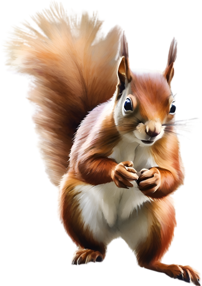 AI generated Red Squirrel. Close-up watercolor of Red Squirrel. png