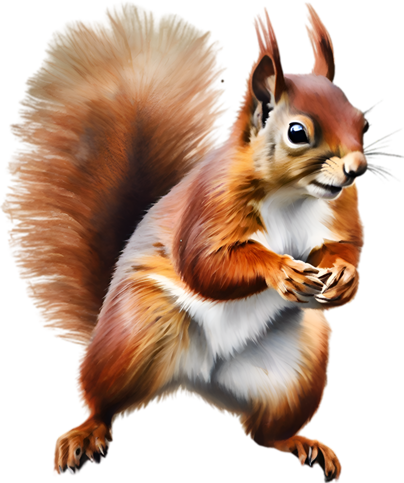 AI generated Red Squirrel. Close-up watercolor of Red Squirrel. png