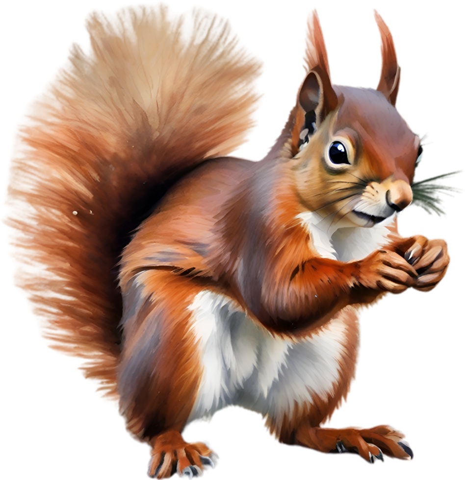 AI generated Red Squirrel. Close-up watercolor of Red Squirrel. png