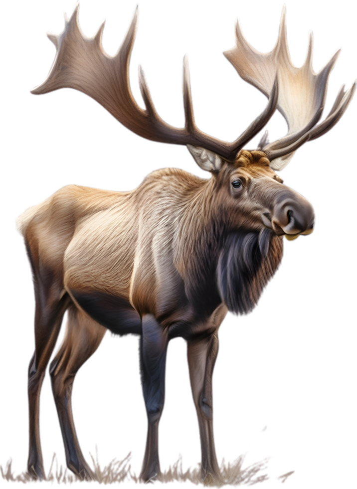 AI generated Moose, Close-up colored-pencil sketch of Moose, Alces alces. png