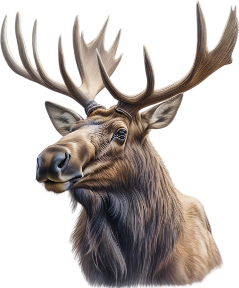 AI generated Moose, Close-up colored-pencil sketch of Moose, Alces alces. png