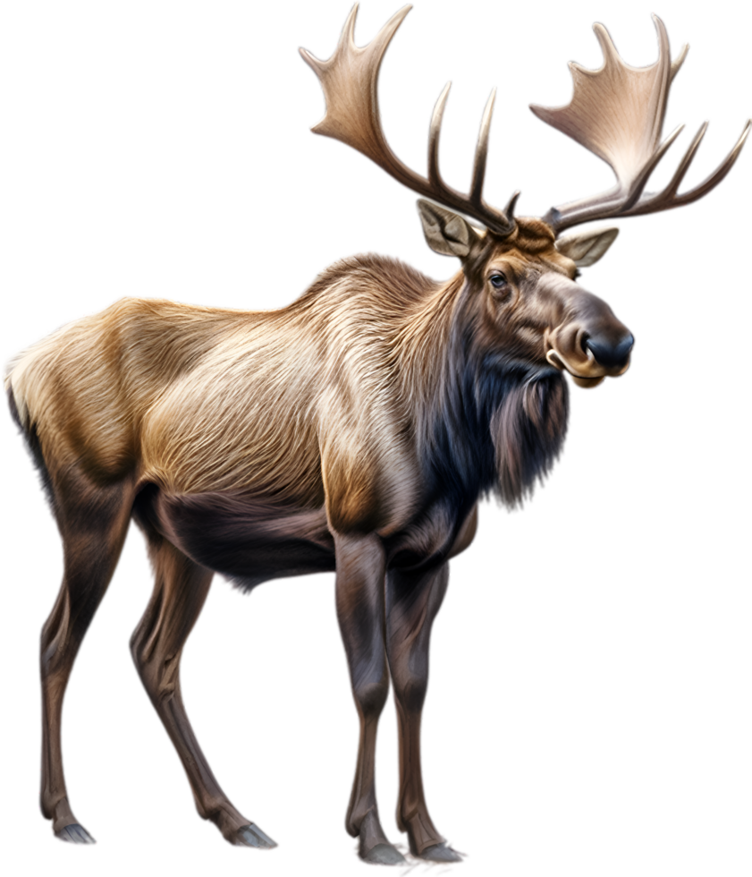 AI generated Moose, Close-up colored-pencil sketch of Moose, Alces alces. png