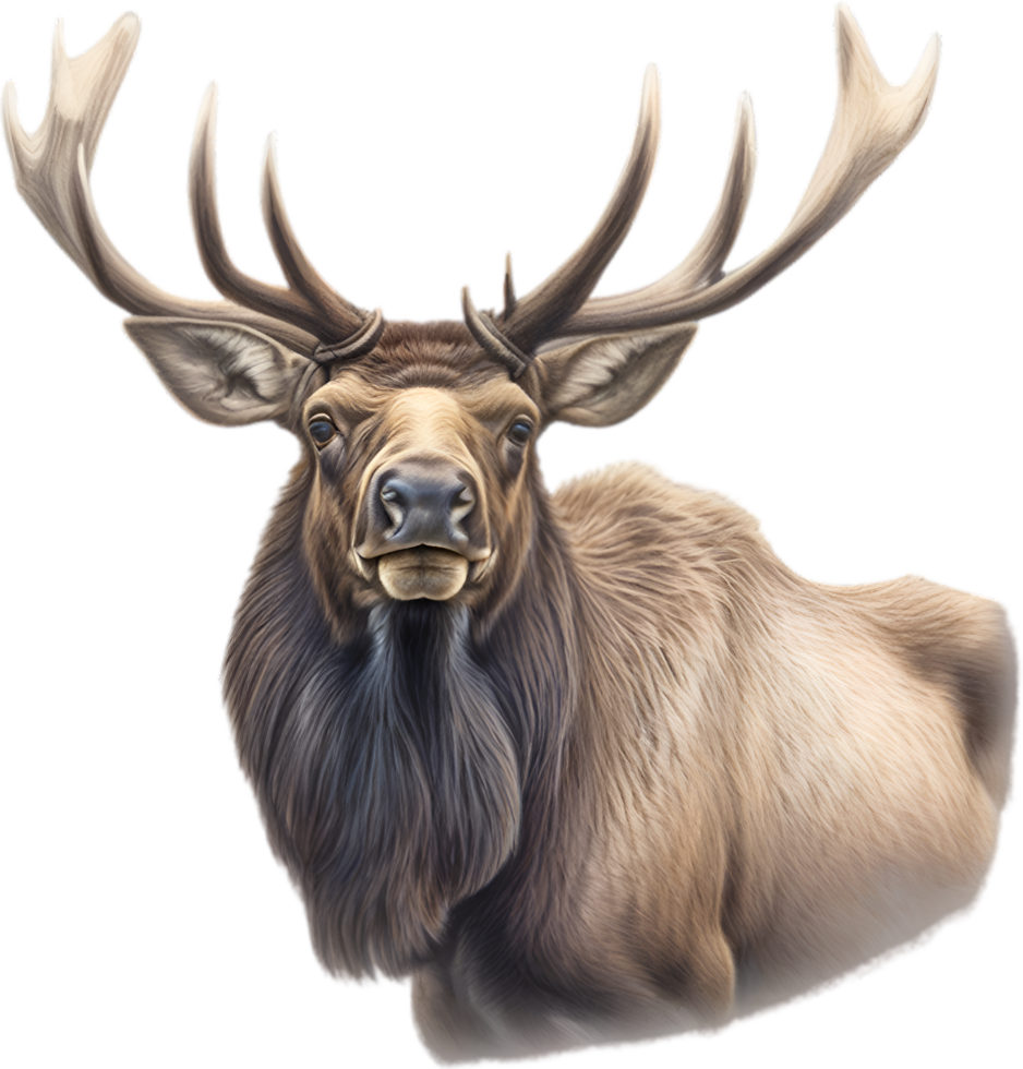 AI generated Moose, Close-up colored-pencil sketch of Moose, Alces alces. png