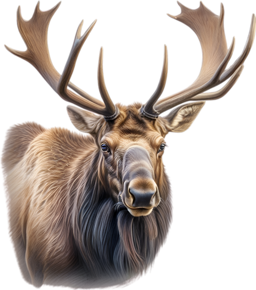 AI generated Moose, Close-up colored-pencil sketch of Moose, Alces alces. png