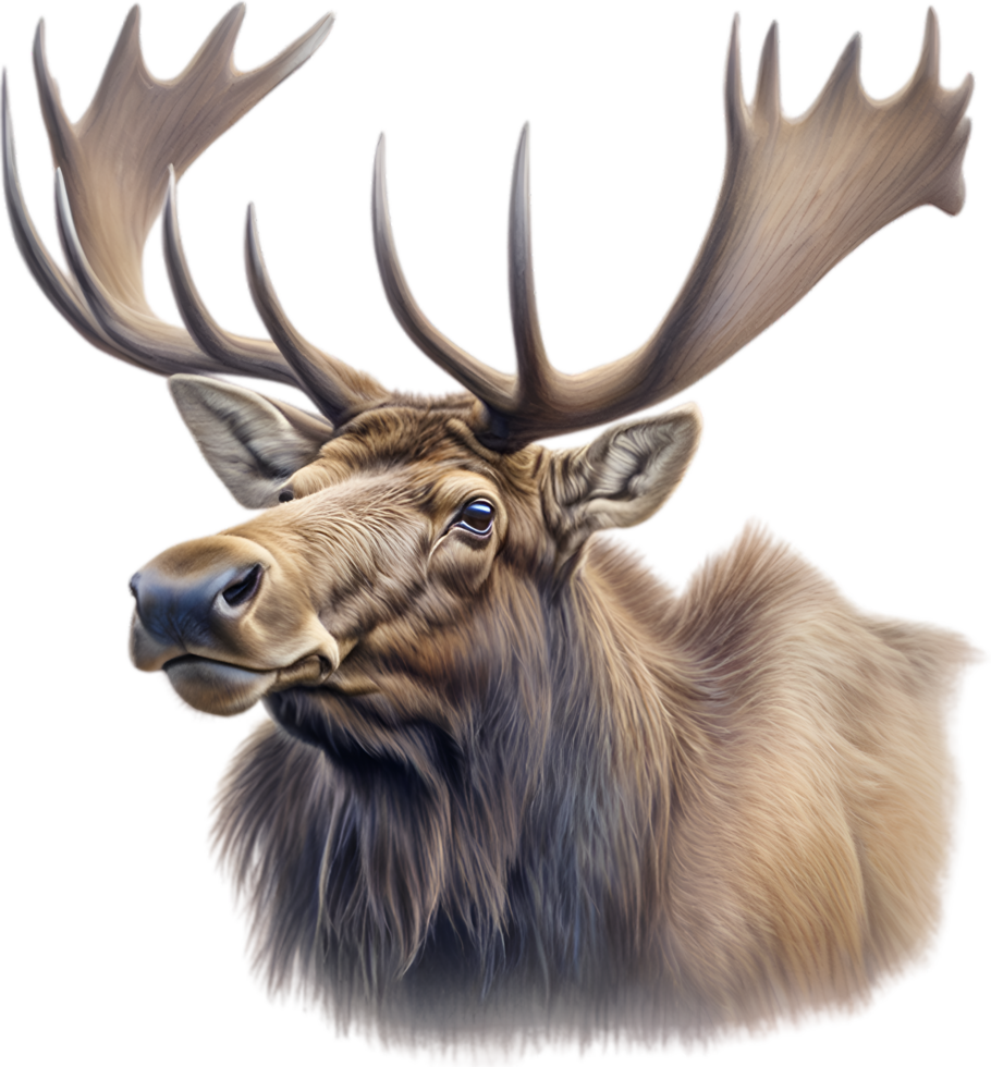 AI generated Moose, Close-up colored-pencil sketch of Moose, Alces alces. png