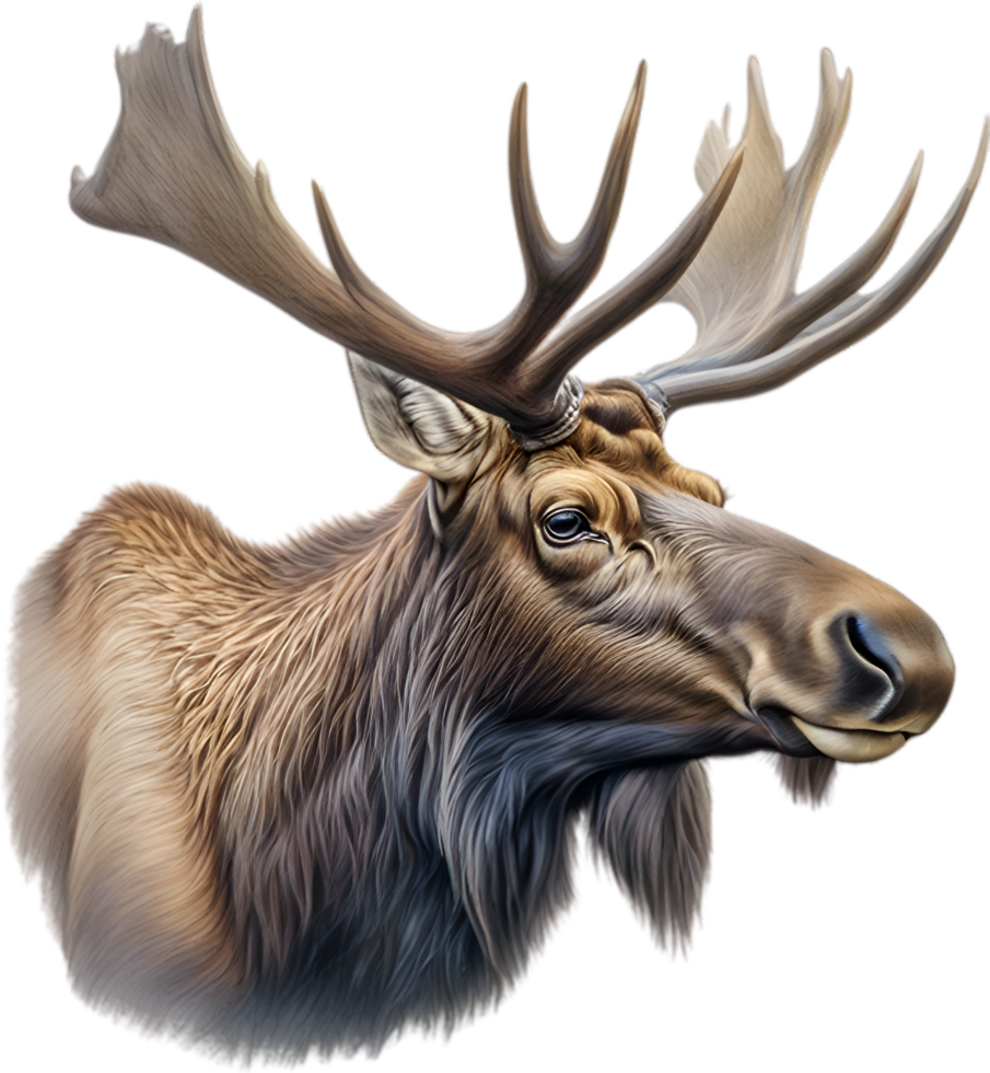 AI generated Moose, Close-up colored-pencil sketch of Moose, Alces alces. png