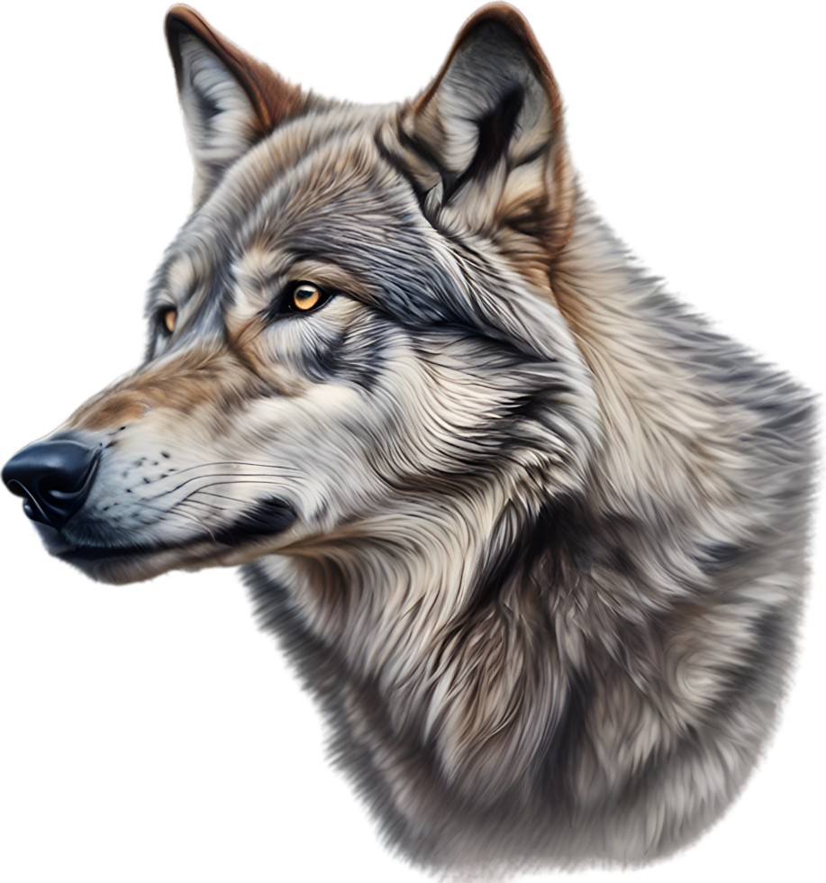 ai generado gris lobo, lápiz de color bosquejo de gris lobo. png