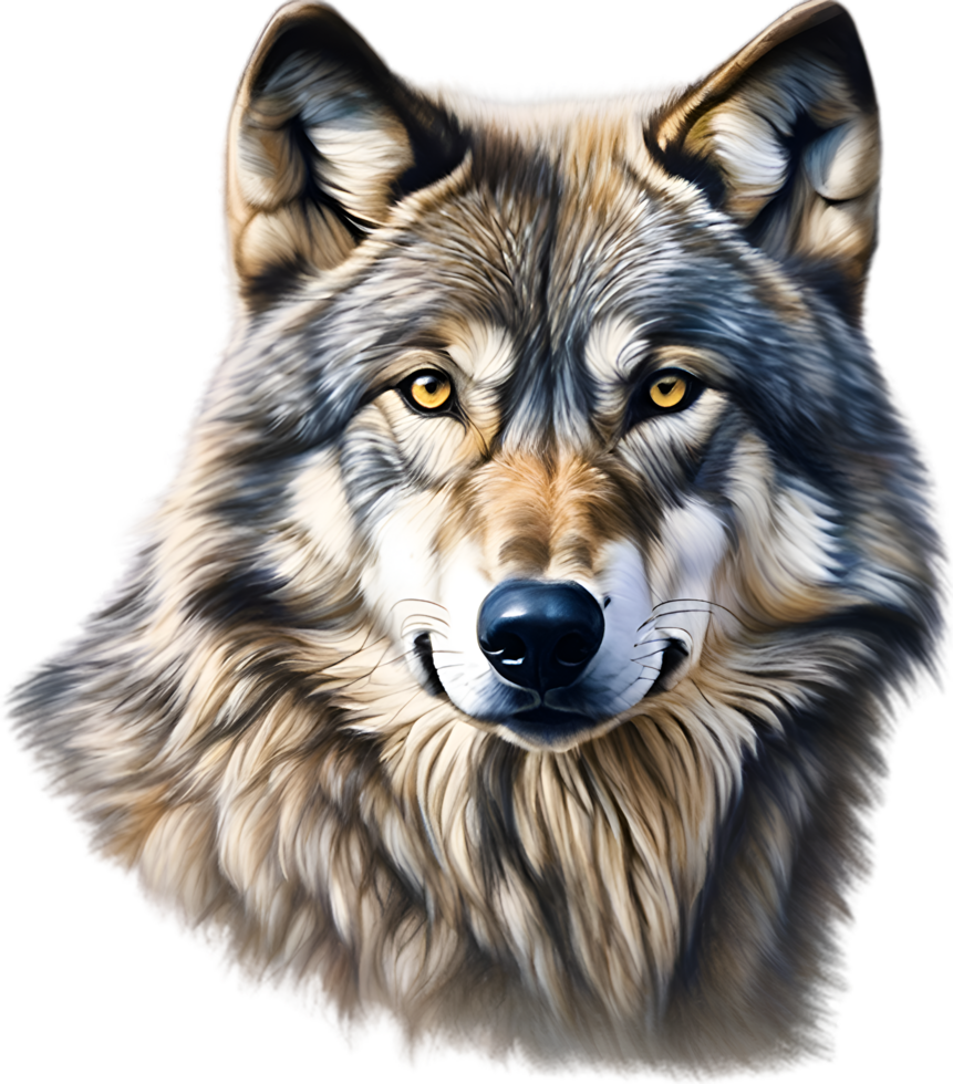 ai généré gris loup, crayon de couleur esquisser de gris loup. png