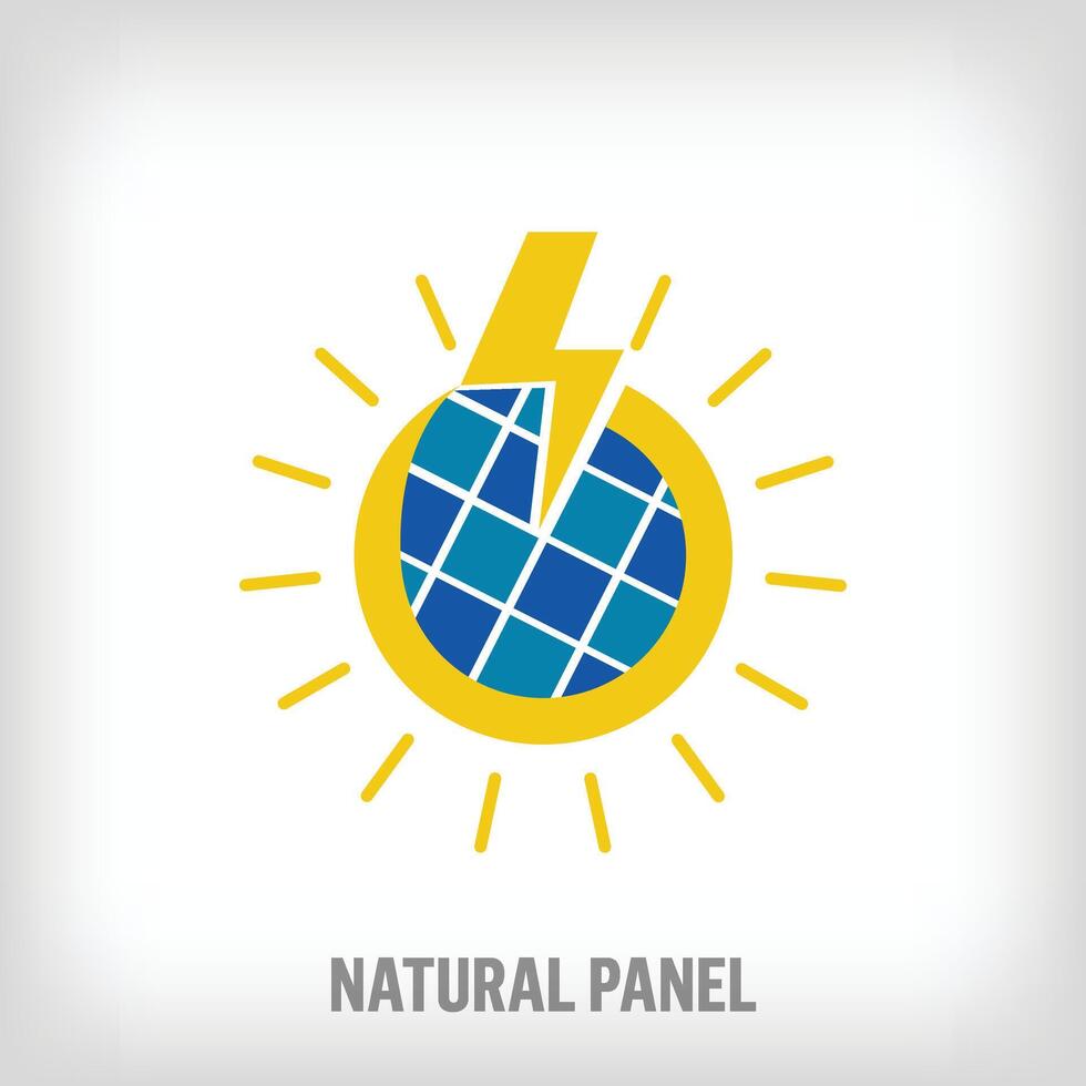 Natural solar energy idea, modern logo. Unique creative sustainable solar panel. Environmental logo template. vector. vector