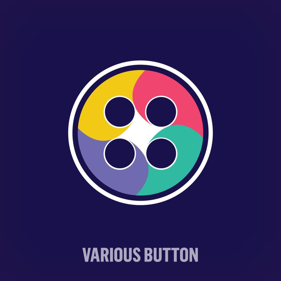 diferente botón logo. único color transiciones ropa empresa y de coser tema logo modelo. vector